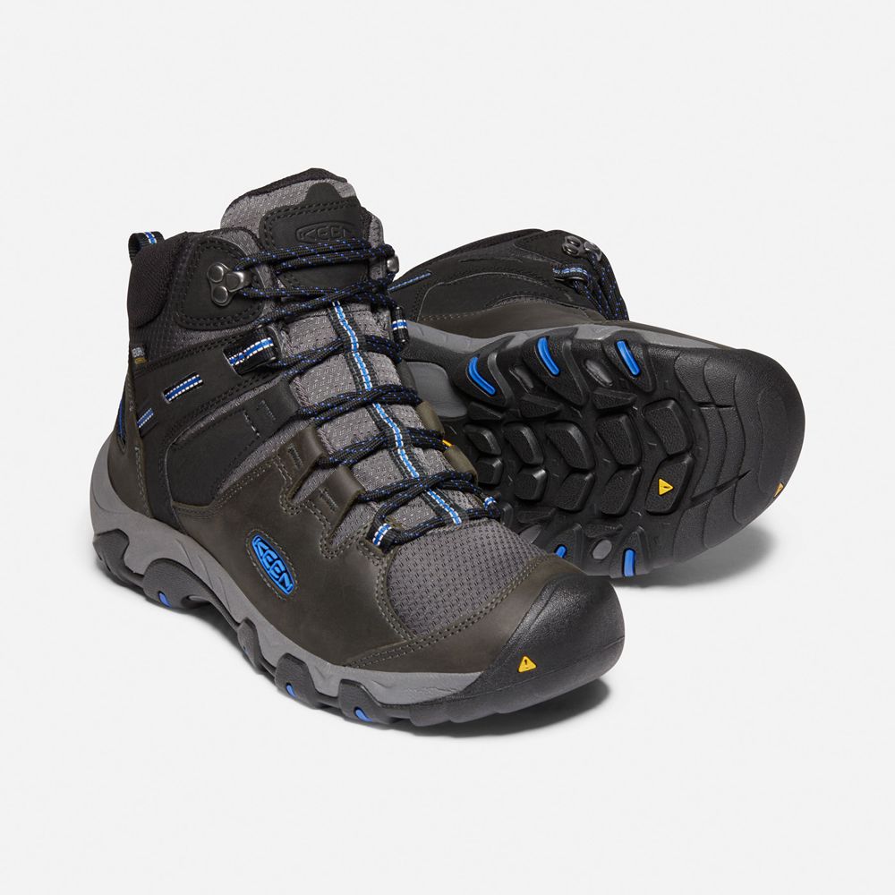 Keen Laarzen Heren Zwart/Blauw - Steens Leern Waterproof - 41893-XRHJ